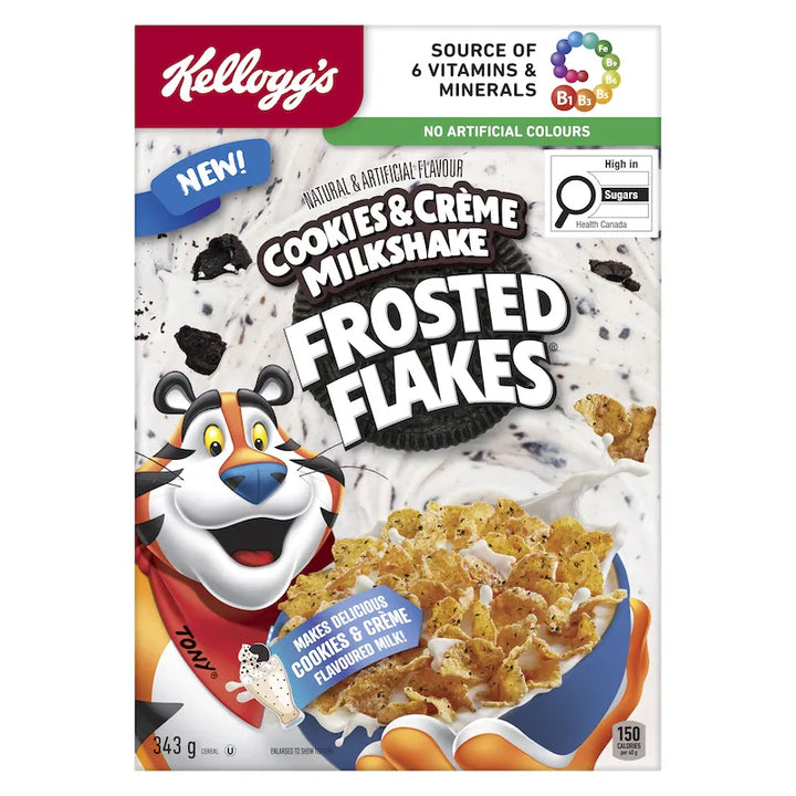 Kelloggs Frosted Flakes Cereal, Cookies & Creme Milkshake, 343g