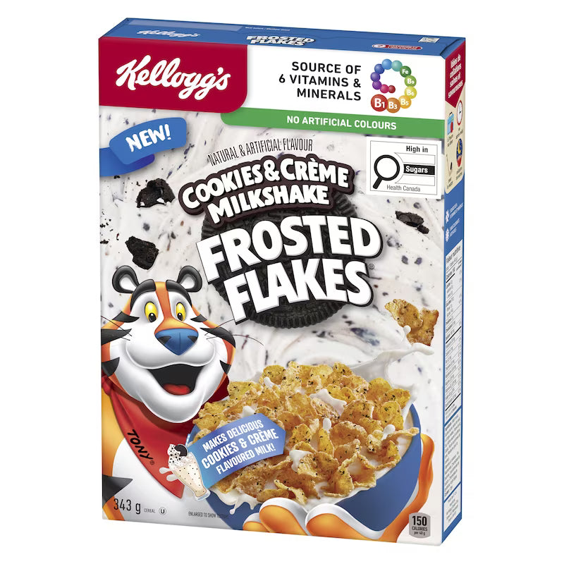 Kelloggs Frosted Flakes Cereal, Cookies & Creme Milkshake, 343g
