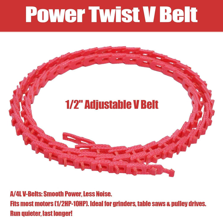 5FT Power Twist V Belt 1/2-Inch x 5 Feet A Type, Adjustable Link V Belt Drive Belt Perfect for Lathes, Table Saws and Other Woodworking Tools (Red) - Just Closeouts Canada Inc.
