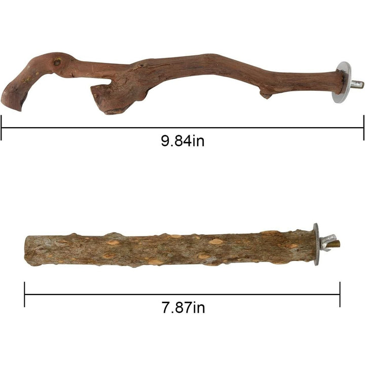 5PCS Bird Perch Stand Natural Wooden Parrot Stand Branch,3 Grape Wood Perch,2 Stand,Paw Grinding Fork Parakeet Chewing Stick Exercise Training Branches for Cockatiels,Small Medium Birds - Just Closeouts Canada Inc.