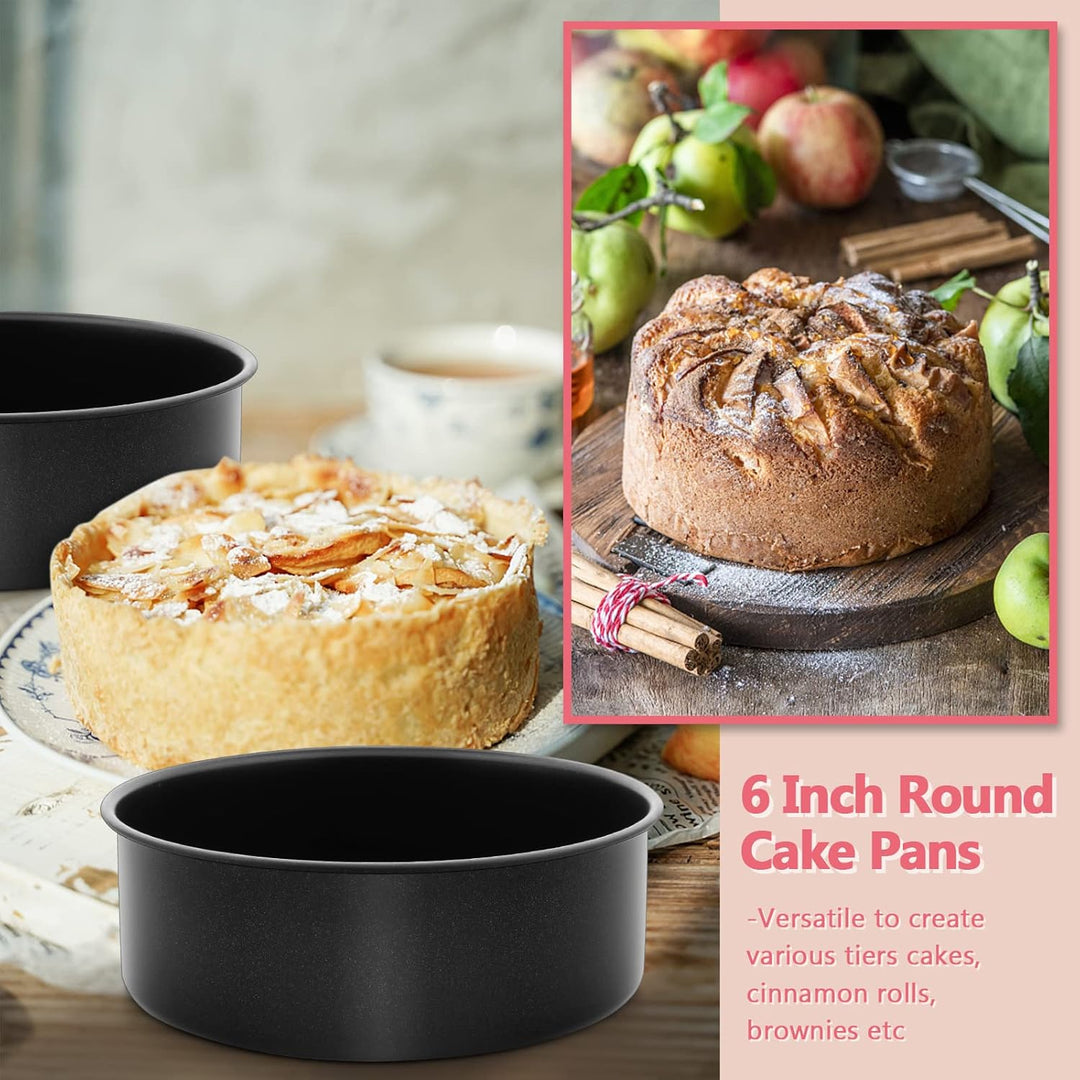 6 Inch Cake Pan Set of 3, E - far Nonstick Stainless Steel Small Round Cake Pans Tin for Baking Layer Cakes, Stainless Steel Core & Non - Toxic Coating, Straight Side & 2 Inch Deep - Just Closeouts Canada Inc.