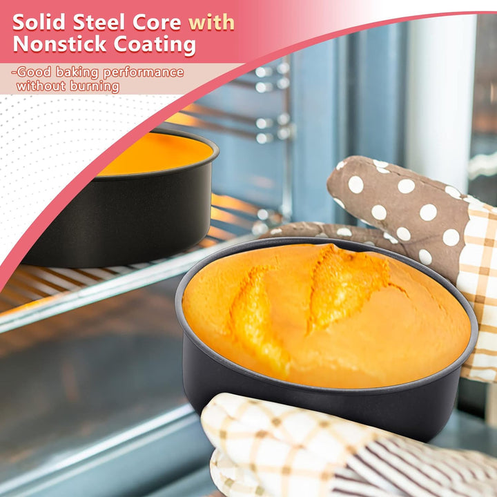 6 Inch Cake Pan Set of 3, E - far Nonstick Stainless Steel Small Round Cake Pans Tin for Baking Layer Cakes, Stainless Steel Core & Non - Toxic Coating, Straight Side & 2 Inch Deep - Just Closeouts Canada Inc.