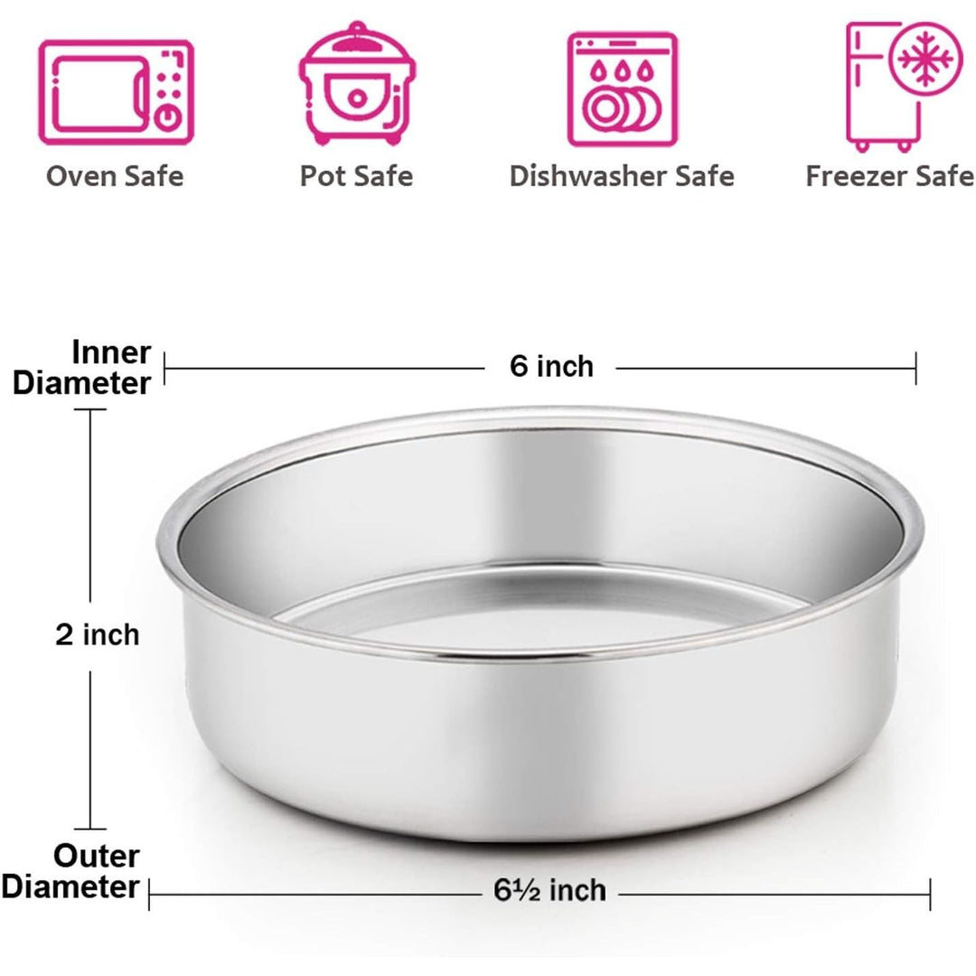 6 Inch Cake Pan Set of 4, Stainless Steel Round Smash Cake Baking Pans, Non - Toxic & Healthy, Mirror Finish & Dishwasher Safe - Just Closeouts Canada Inc.