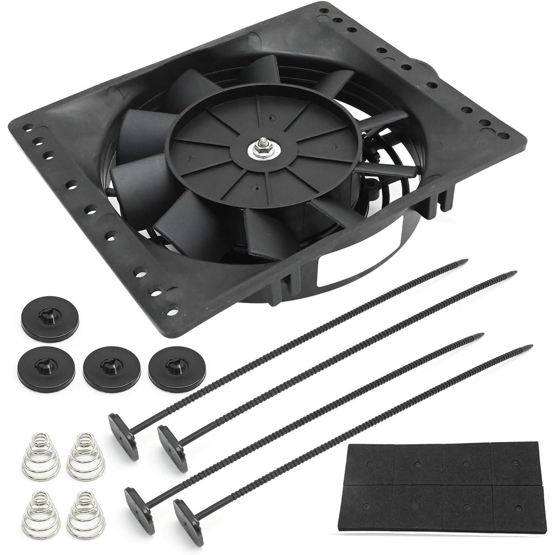 6'' Inch Small Slim Push Pull Electric Cooling Fan, Black Radiator Oil Cooler Mount Kit, Plastic Electric Fan with Mount Kit for Cooling the Entire Engine Bay - Just Closeouts Canada Inc.
