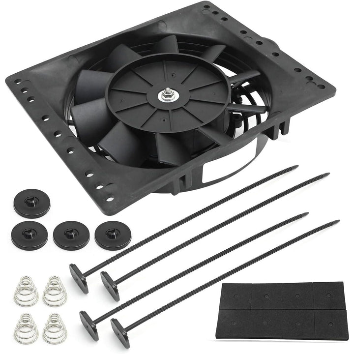 6'' Inch Small Slim Push Pull Electric Cooling Fan, Black Radiator Oil Cooler Mount Kit, Plastic Electric Fan with Mount Kit for Cooling the Entire Engine Bay - Just Closeouts Canada Inc.