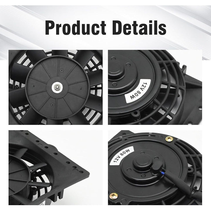 6'' Inch Small Slim Push Pull Electric Cooling Fan, Black Radiator Oil Cooler Mount Kit, Plastic Electric Fan with Mount Kit for Cooling the Entire Engine Bay - Just Closeouts Canada Inc.