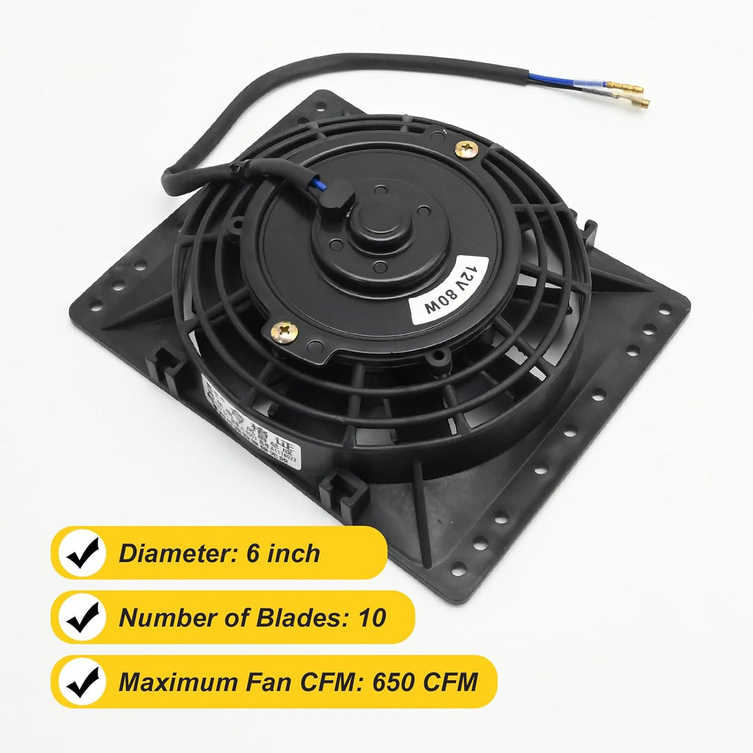 6'' Inch Small Slim Push Pull Electric Cooling Fan, Black Radiator Oil Cooler Mount Kit, Plastic Electric Fan with Mount Kit for Cooling the Entire Engine Bay - Just Closeouts Canada Inc.