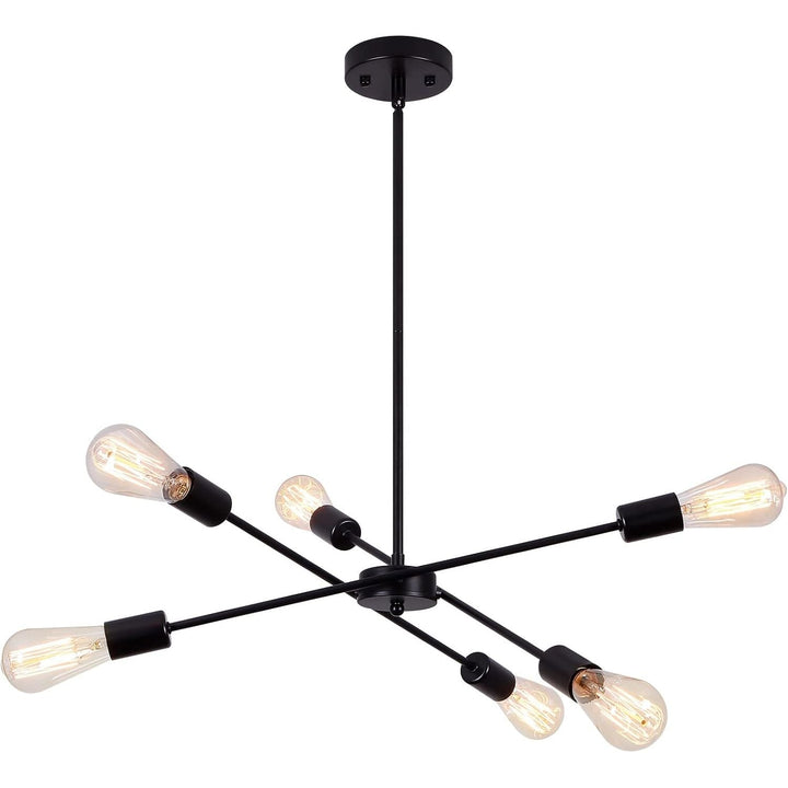 6 Lights Black Sputnik Chandelier Modern Industrial Ceiling Light Mid Century Vintage Contemporary Pendant - Just Closeouts Canada Inc.