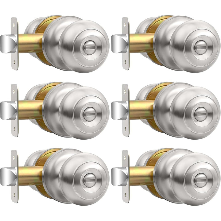 6-Pack Brushed Nickel Privacy Door Knob Sets - Just Closeouts Canada Inc.