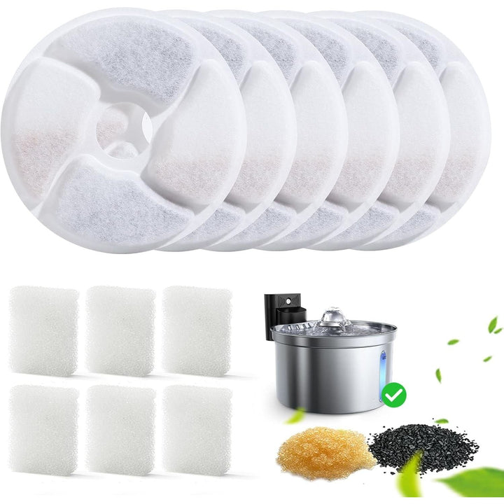 6 Pack Cat Water Fountain Filter & 6 Pack Pump Sponges Replacement, Pet Water Fountain Filter for FN - W19 - Just Closeouts Canada Inc.