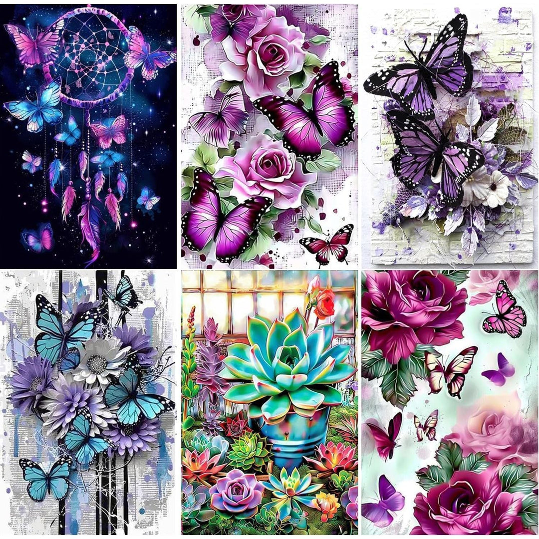 6 Pack Diamond Painting Kits for Adults Peinture Diamant 5D Adulte NouveautŽ Gem Art Dots for Beginner Women DIY Crafts for Home Wall Decor 11.8x15.7 Inches Butterfly Style - Just Closeouts Canada Inc.