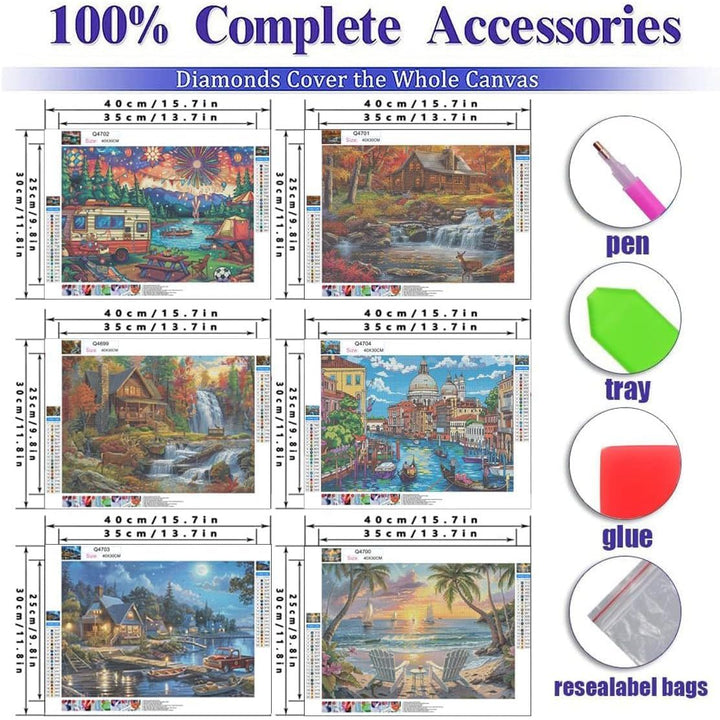 6 Pack Diamond Painting Kits for Adults Peinture Diamant 5D Adulte NouveautŽ Gem Art Dots for Beginner Women DIY Crafts for Home Wall Decor 11.8x15.7 Inches Cabin Style - Just Closeouts Canada Inc.