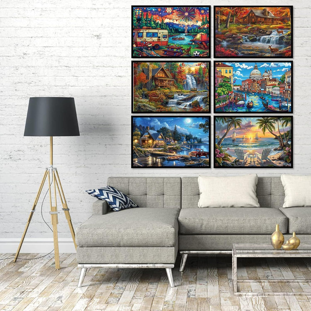 6 Pack Diamond Painting Kits for Adults Peinture Diamant 5D Adulte NouveautŽ Gem Art Dots for Beginner Women DIY Crafts for Home Wall Decor 11.8x15.7 Inches Cabin Style - Just Closeouts Canada Inc.