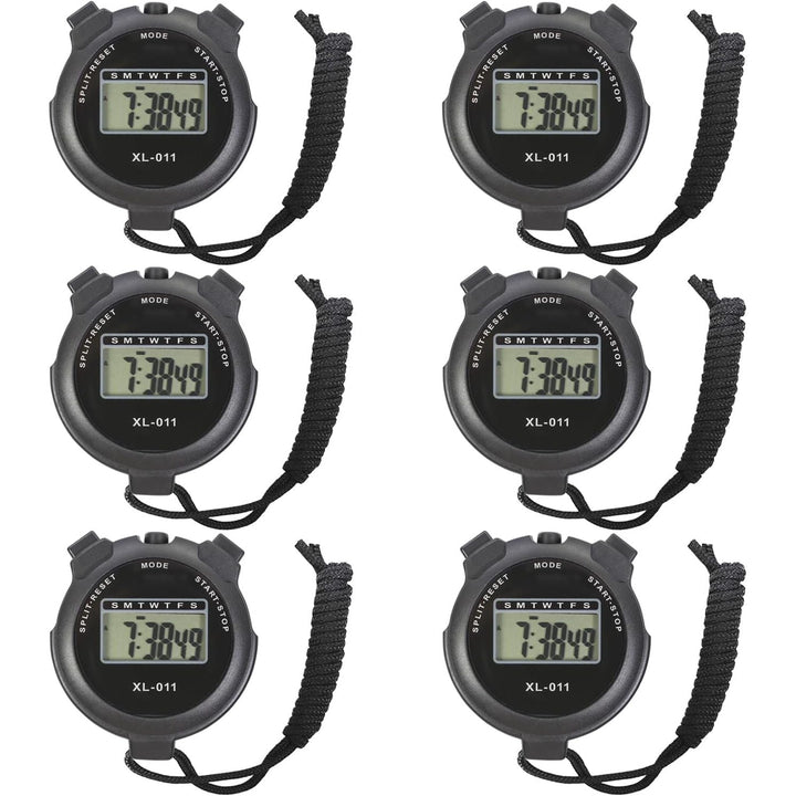6-Pack Digital Sport Stopwatch Timer, Electronic Large Display with Date Time and Alarm Function, Multi-Function Sports Coaches Fitness Coaches and Referees Black - Just Closeouts Canada Inc.X0048YQEDR