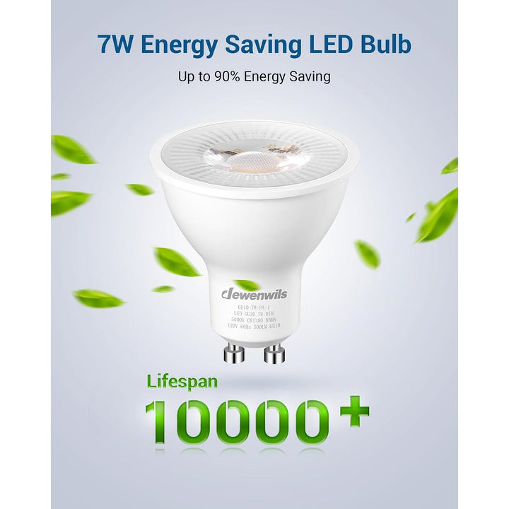 6-Pack GU10 LED Light Bulb, Dimmable 5000K Daylight GU10 Bulb Replacement for Track Lighting, 7W(50W Equivalent) LED Bulbs for Living Room, Kitchen Range Hood, Bathroom, 500LM - Just Closeouts Canada Inc.X002PU0NQP