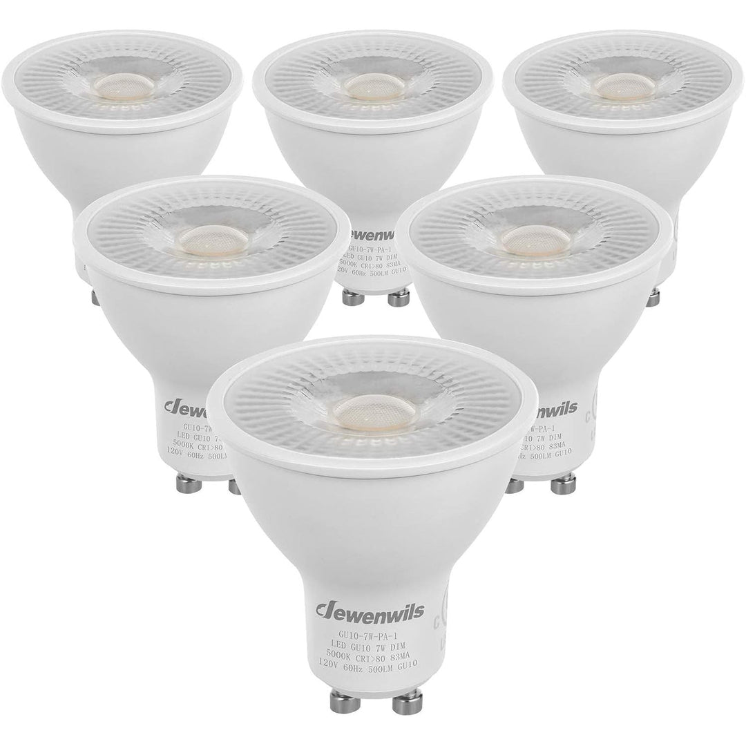 6-Pack GU10 LED Light Bulb, Dimmable 5000K Daylight GU10 Bulb Replacement for Track Lighting, 7W(50W Equivalent) LED Bulbs for Living Room, Kitchen Range Hood, Bathroom, 500LM - Just Closeouts Canada Inc.X002PU0NQP