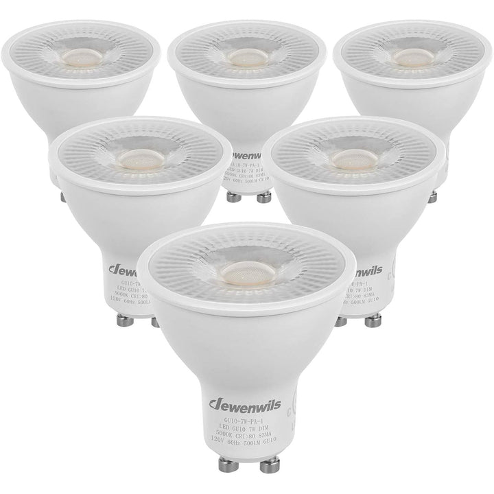 6-Pack GU10 LED Light Bulb, Dimmable 5000K Daylight GU10 Bulb Replacement for Track Lighting, 7W(50W Equivalent) LED Bulbs for Living Room, Kitchen Range Hood, Bathroom, 500LM - Just Closeouts Canada Inc.X002PU0NQP