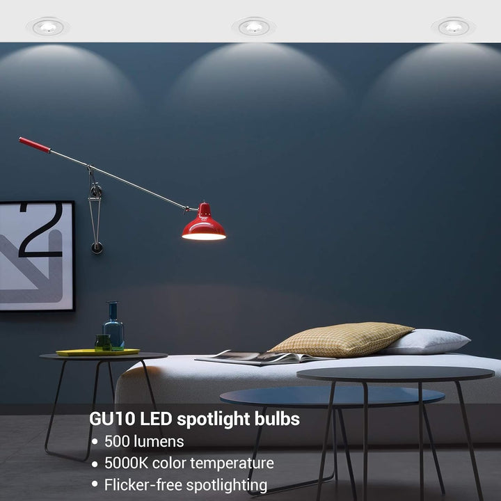 6-Pack GU10 LED Light Bulb, Dimmable 5000K Daylight GU10 Bulb Replacement for Track Lighting, 7W(50W Equivalent) LED Bulbs for Living Room, Kitchen Range Hood, Bathroom, 500LM - Just Closeouts Canada Inc.X002PU0NQP