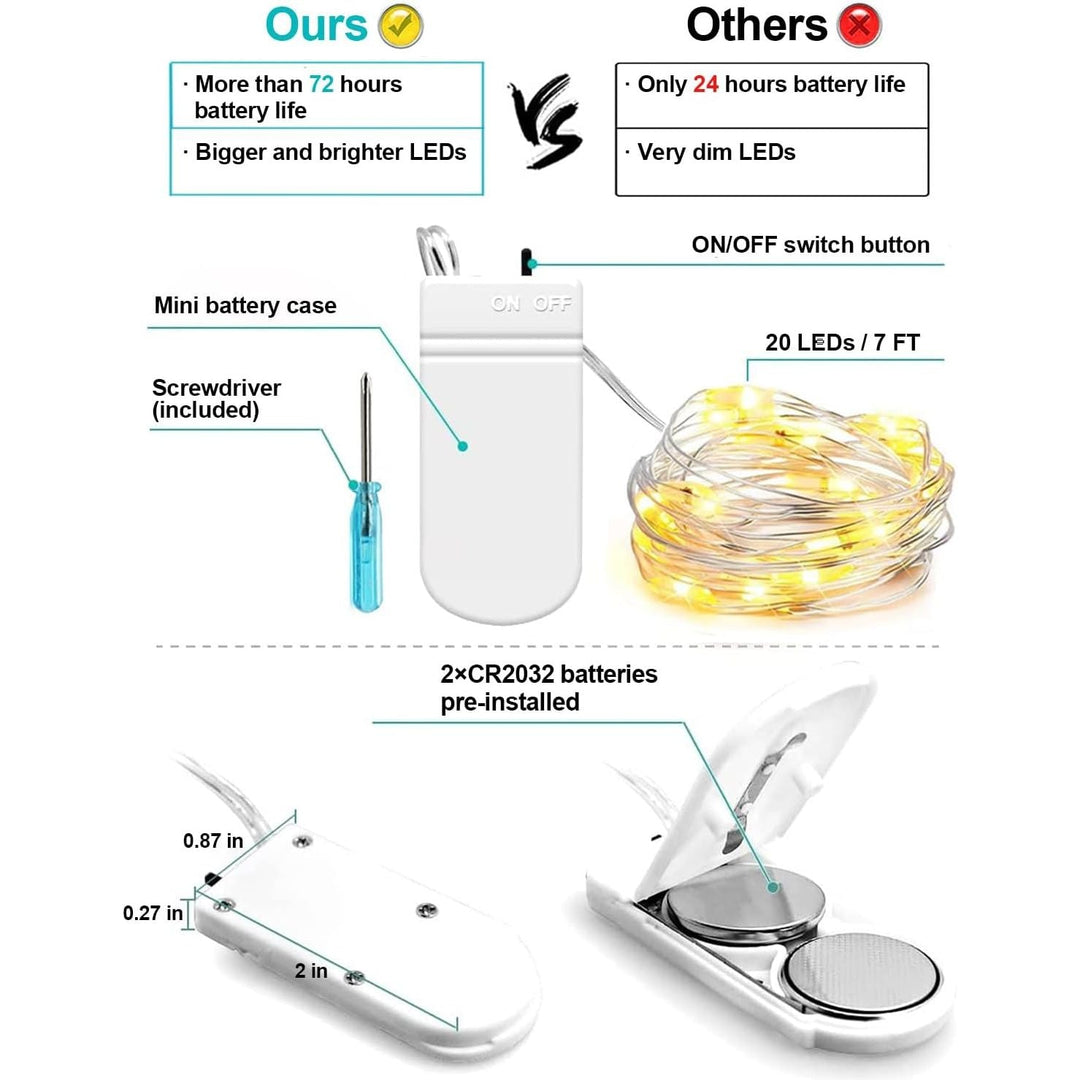 6 Pack LED Fairy Lights Battery Operated String Lights - 7 ft 20 LED Firefly Silver Wire Lights - Just Closeouts Canada Inc.X003Y3QNUH