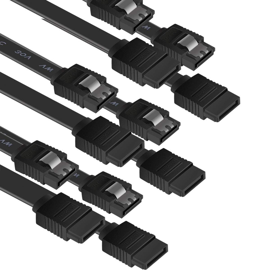 6 Pack SATA Cable III 6Gbps Straight HDD SDD Data Cable with Locking Latch 18 Inch Compatible for SATA HDD, SSD, CD Driver, CD Writer - Black - Just Closeouts Canada Inc.