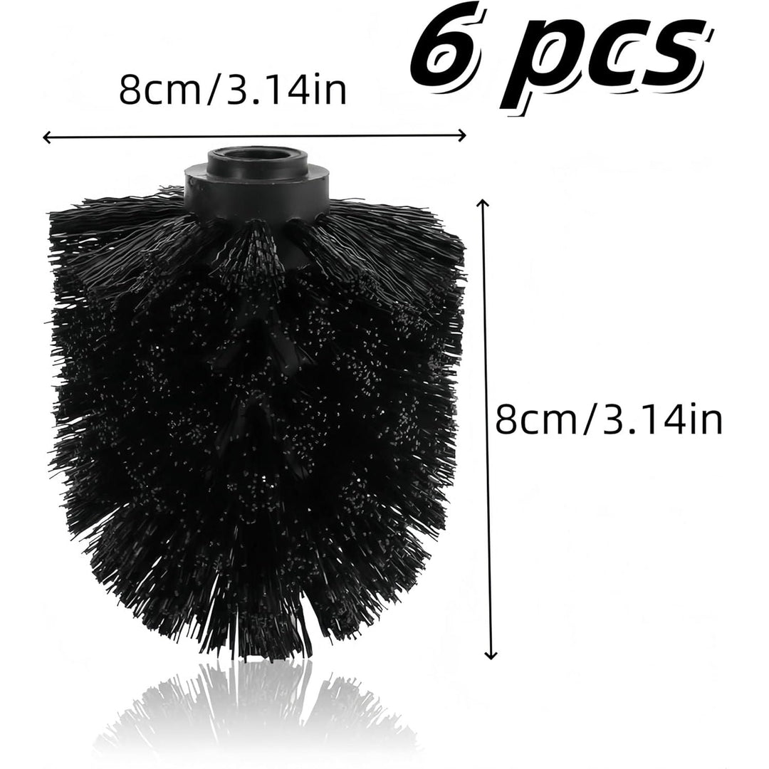 6 Pack Toilet Bowl Brush Replacement Head, Premium Brush Head Cleaning Tool, Toilet Scrub Brush Cleaning Round Ball Shaped Toilet Brush Heads (Black) - Just Closeouts Canada Inc.