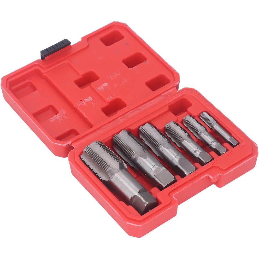 6 Piece NPT Pipe Tap Set, Carbon Steel Hand Threading Plumbing Tap Set for Accurate Threads, 1, 3/4, 1/2, 3/8, 1/4, 1/8 NPT Tap, for Plumbers Mechanics DIYers - Just Closeouts Canada Inc.X004AG2HX9
