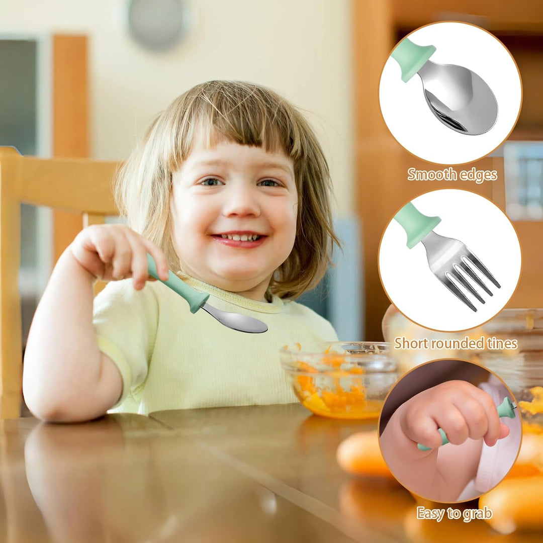 6 Pieces Toddler Utensils, Toddler Forks and Spoons, Kids Silverware Set with Plastic Handle Stainless Steel Silverware, Dishwasher Safe - Just Closeouts Canada Inc.