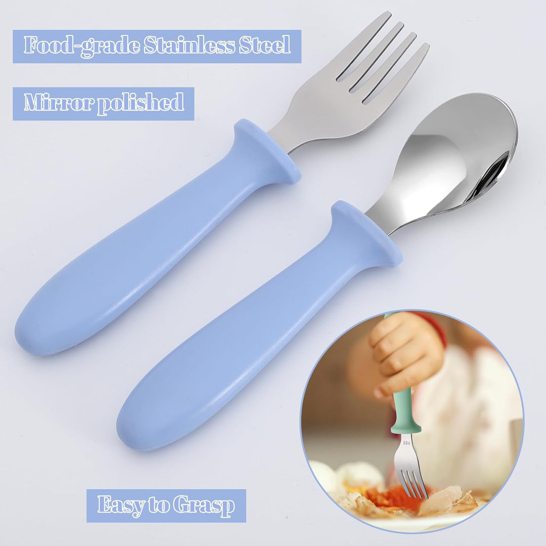 6 Pieces Toddler Utensils, Toddler Forks and Spoons, Kids Silverware Set with Plastic Handle Stainless Steel Silverware, Dishwasher Safe - Just Closeouts Canada Inc.