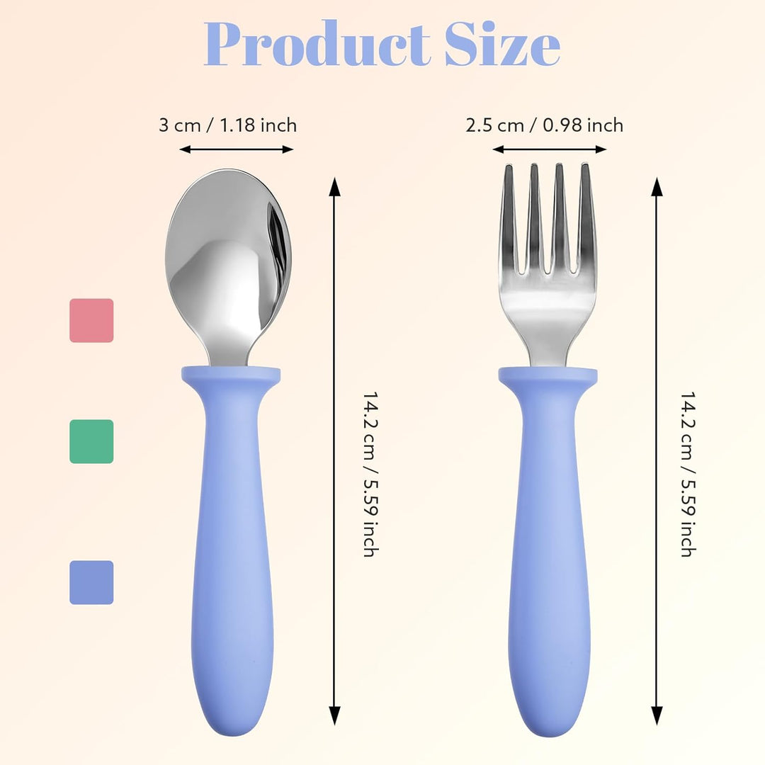 6 Pieces Toddler Utensils, Toddler Forks and Spoons, Kids Silverware Set with Plastic Handle Stainless Steel Silverware, Dishwasher Safe - Just Closeouts Canada Inc.