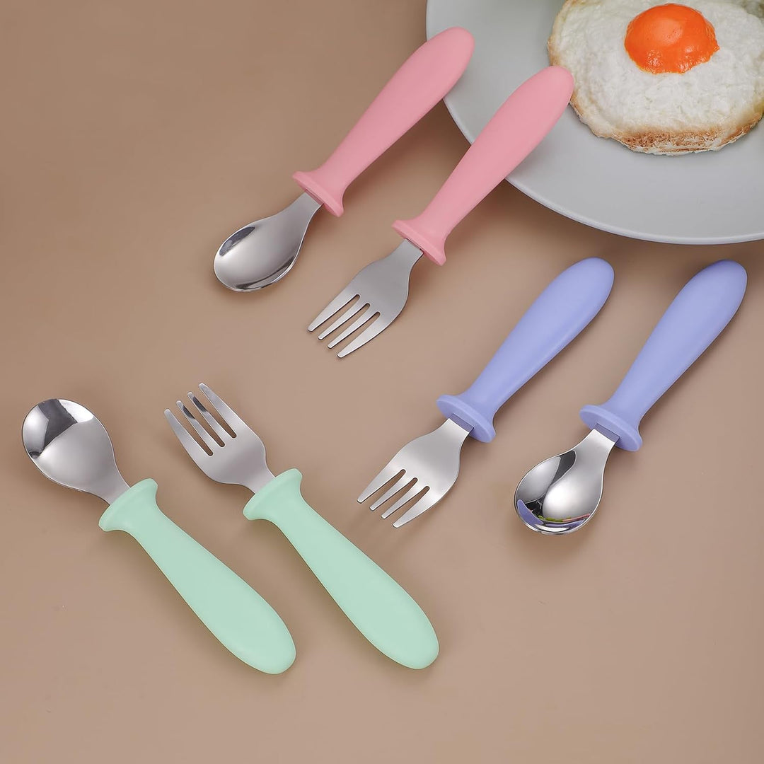 6 Pieces Toddler Utensils, Toddler Forks and Spoons, Kids Silverware Set with Plastic Handle Stainless Steel Silverware, Dishwasher Safe - Just Closeouts Canada Inc.