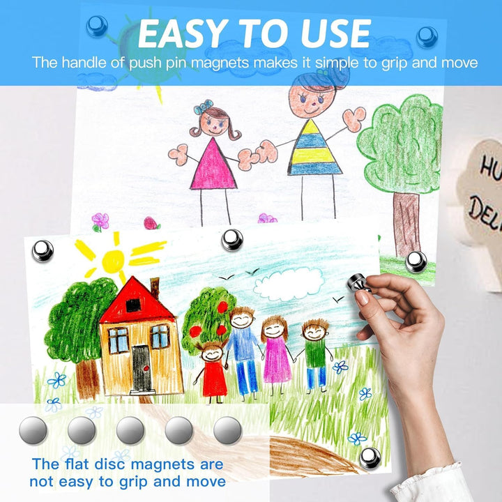 60 Pack Metal Fridge Magnets, Refrigerator Magnets for Whiteboard, Strong Map Magnets for Fridge, Whiteboard, Office, Classroom,Kitchen, Black - Just Closeouts Canada Inc.