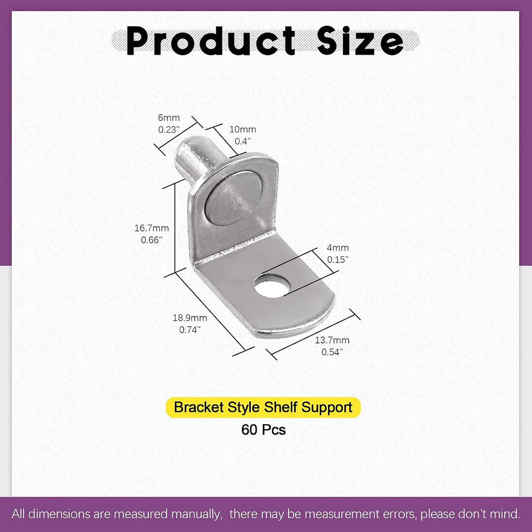 60-Piece Silver L-Shaped Shelf Support Pins, 6 mm - Just Closeouts Canada Inc.X002YUBM1B