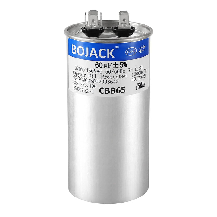 60 uF ±5% 60 MFD 370/450 V CBB65 Round Run Start Capacitor for AC Motor Run or Fan Start and Cool or Heat Pump Air Conditione - Just Closeouts Canada Inc.