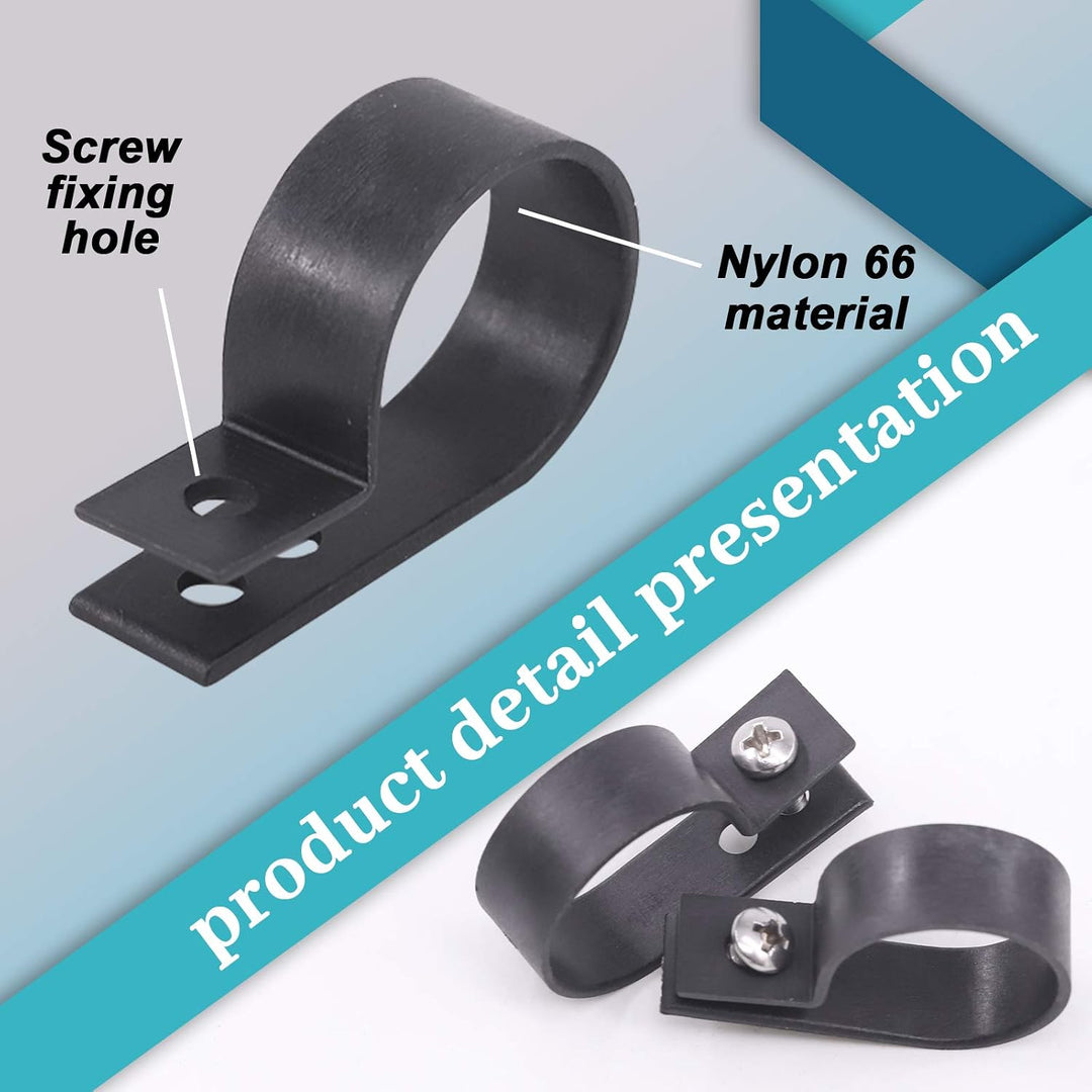 60Pcs 1 Inch Black Nylon Screw Mounting R-Type Cable Clip Wire Clamp with 60Pcs Screws for Wire, Cable, Conduit and Cable Conduit Kit (Black) - Just Closeouts Canada Inc.X002Q2SZCV