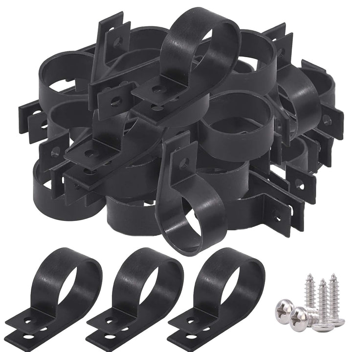 60Pcs 1 Inch Black Nylon Screw Mounting R-Type Cable Clip Wire Clamp with 60Pcs Screws for Wire, Cable, Conduit and Cable Conduit Kit (Black) - Just Closeouts Canada Inc.X002Q2SZCV