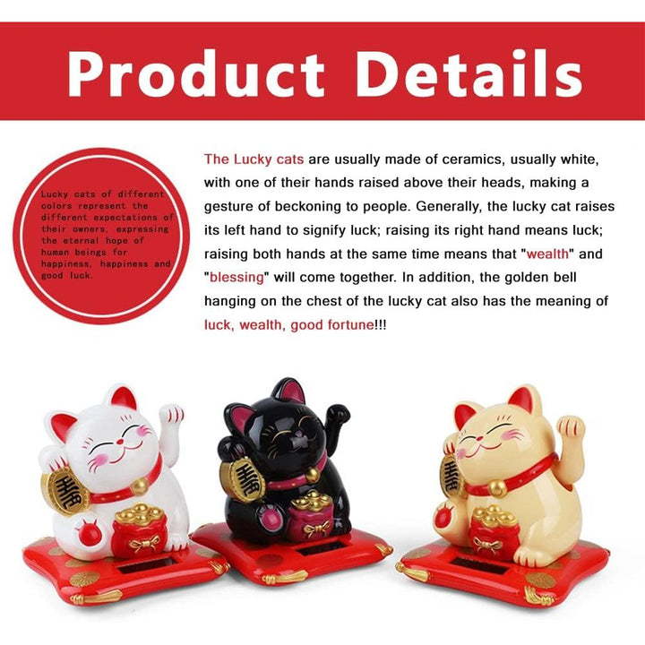 Solar Powered Waving Lucky Cat Cute Waving Cat Good Luck Wealth Welcoming Cats for Home or Office Display, Car Decoration.(Yellow)