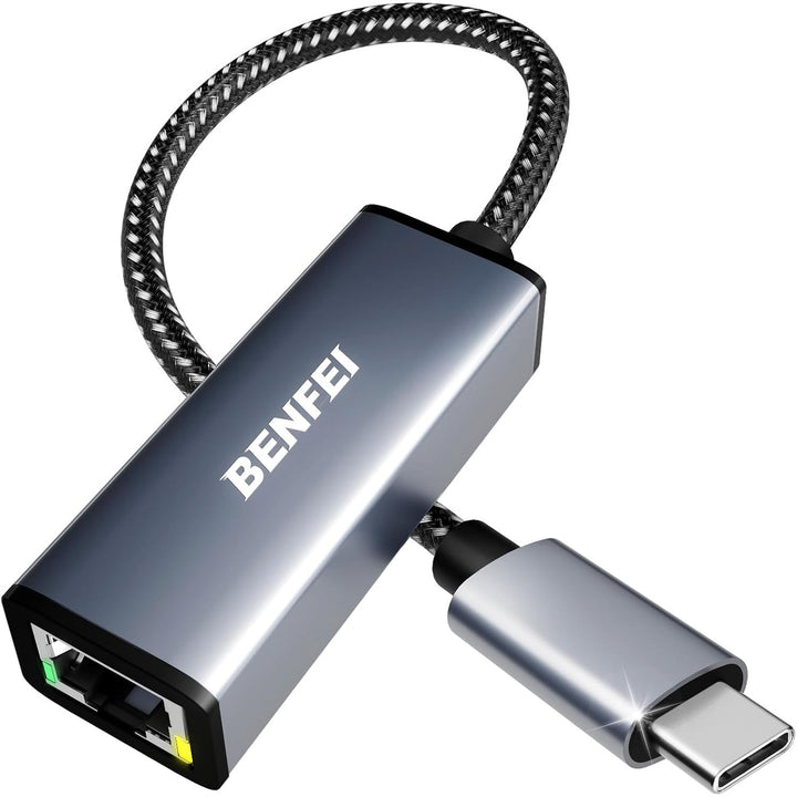 USB-C to Ethernet Adapter, USB Type-C (Thunderbolt 3/4) to RJ45 Gigabit Ethernet LAN Network Adapter Compatible with iPhone 15 Pro/Max, MacBook Pro/Air 2023, iPad Pro,iMac, S23, XPS 17 and More