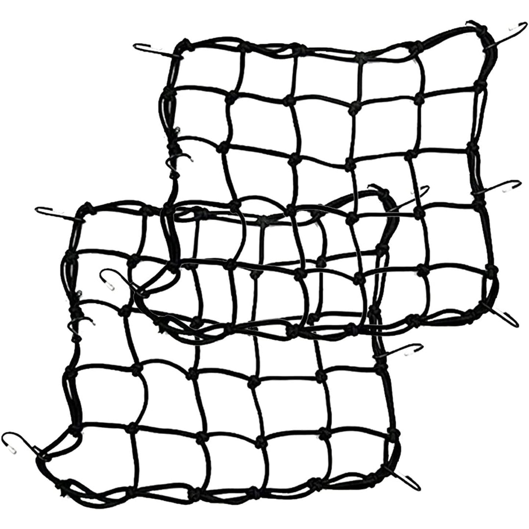 2 Pack Motorcycle Net, 40x40cm Motorcycle Helmet Net, Luggage Cargo Net for Moto and Bike, Spider Heavy Duty Elasticated Bungee Comes with 6 Hooks for Secure