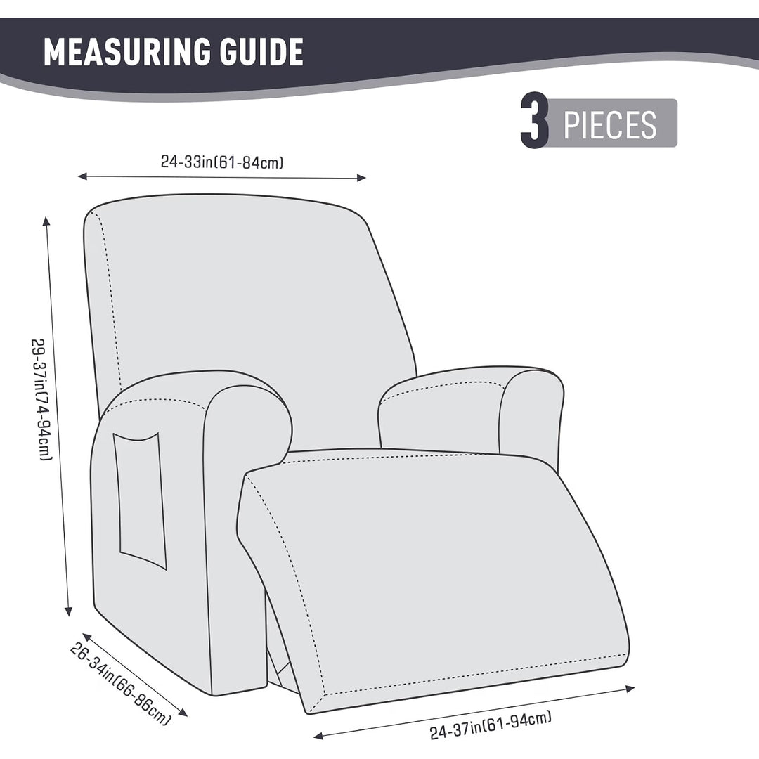 Recliner Chair Covers, Stretch Reclining Cover, Dark Gray 1 Seat Jacquard Soft Recliner Slipcovers, Washable Recliner Couch Covers, Furniture Protector Covers with Pocket for Pet Kid