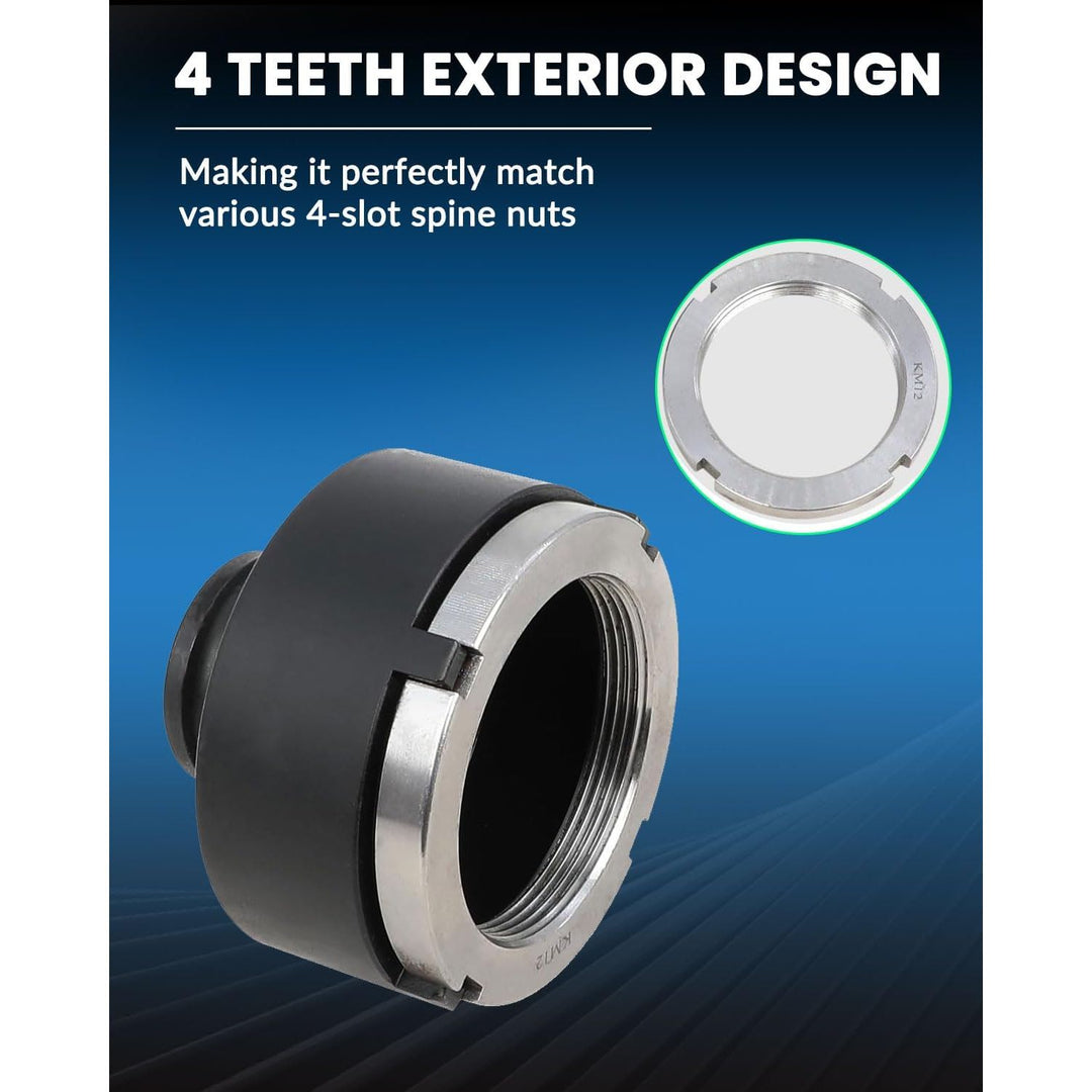 13pc Spindle Nuts Socket Kit Ball Joints Axle Locknut Remove Install Locking Hub Socket for KM Groove Nuts, 4 Teeth Exterior with 1/2'' 21.5mm 25mm 30mm 32.5mm 36mm 43mm 48.5mm 57mm 62.5mm 69mm 76mm