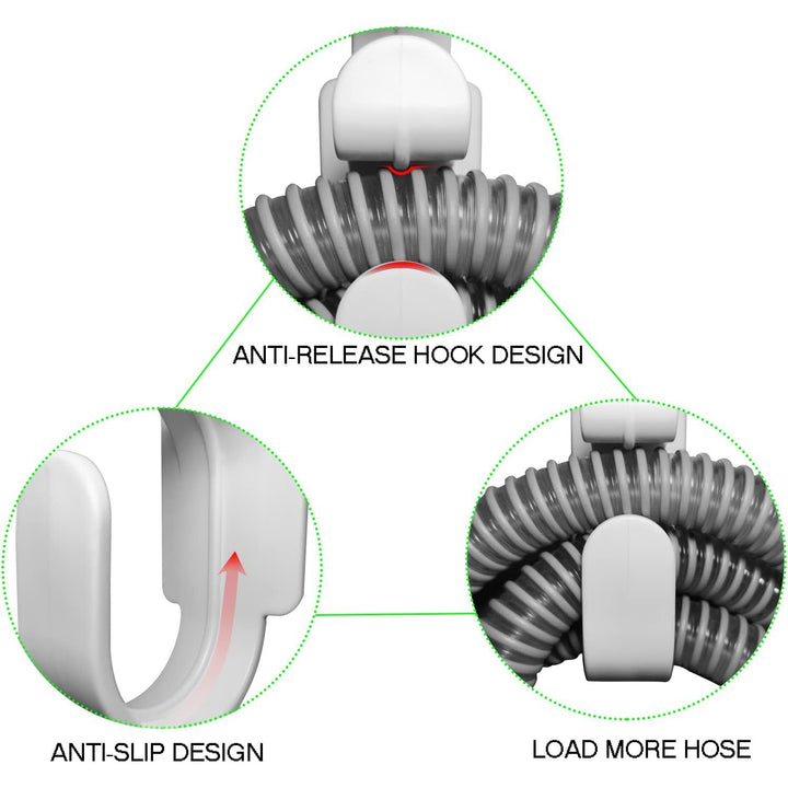 CPAP Hose Hanger with Anti-Unhook Feature - Damage-Free Hanging CPAP Mask Hook and CPAP Hose Holder （ Damage-Free Adhesive Strip）Avoids CPAP Hose Tangle and Allows You to Sleep Better, 1pk