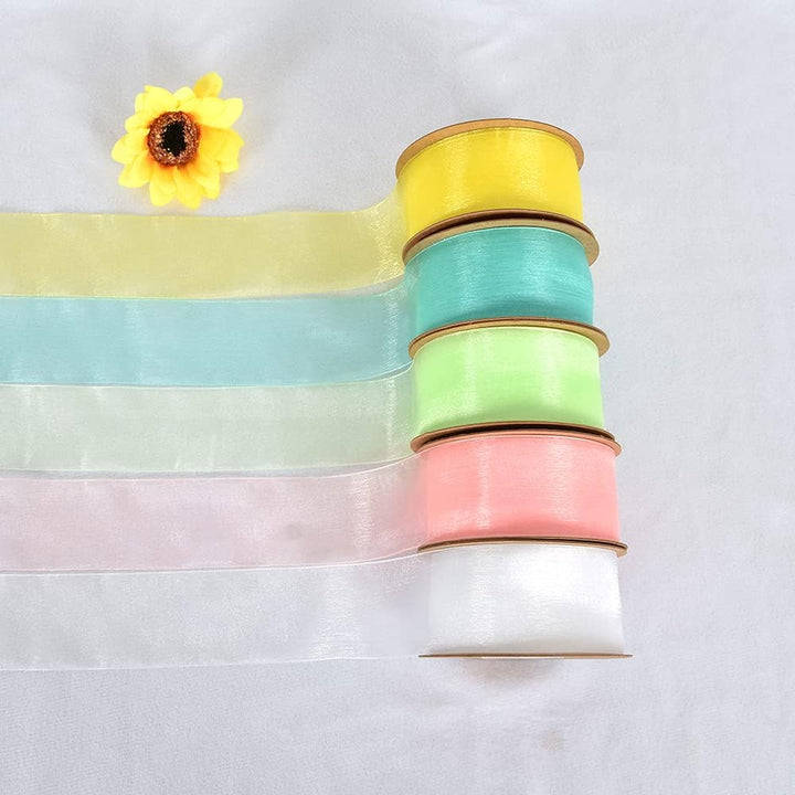 1-1/2 Inch White Organza Ribbon 25 Yards Sheer Chiffon Ribbons for Crafts Wedding Christmas Tree Decorations Valentine's Day Gift Wrapping Bow Making Floral Bouquets Wrapping