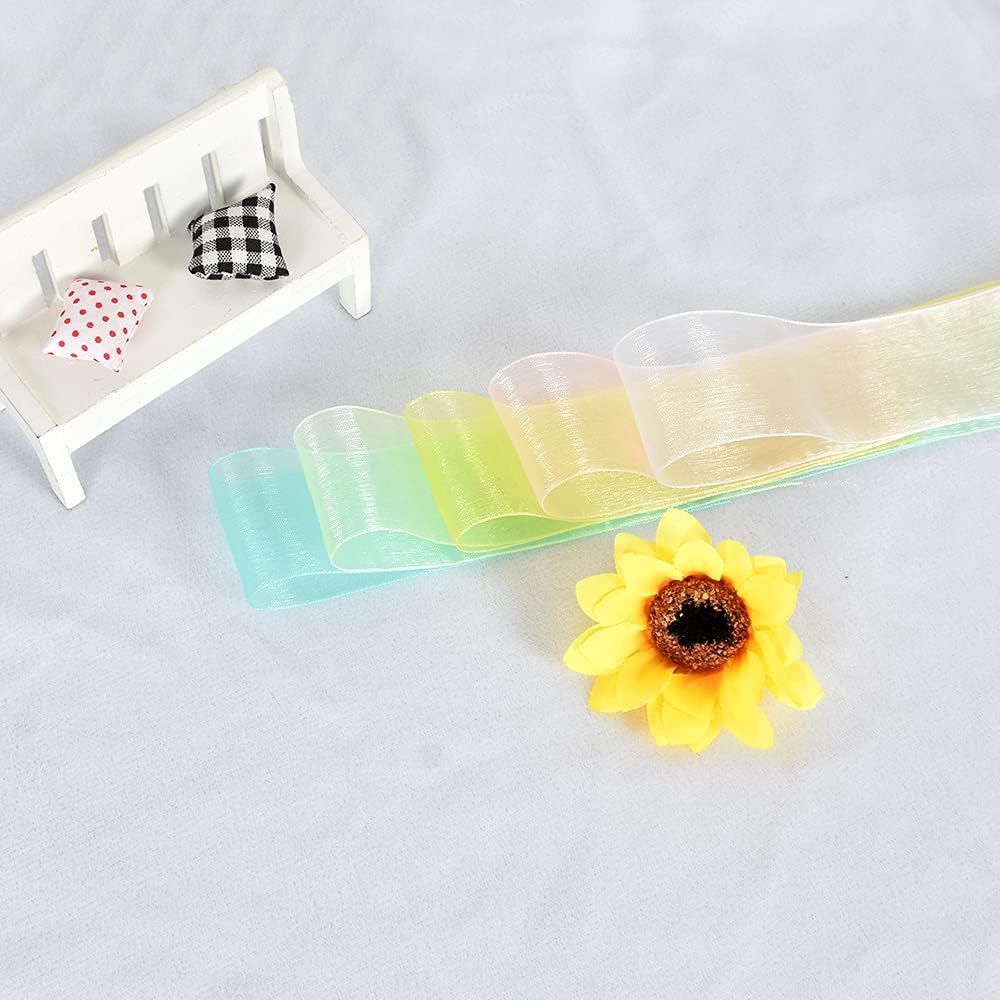 1-1/2 Inch White Organza Ribbon 25 Yards Sheer Chiffon Ribbons for Crafts Wedding Christmas Tree Decorations Valentine's Day Gift Wrapping Bow Making Floral Bouquets Wrapping
