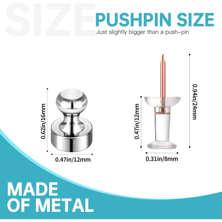 50 Pack Fridge Magnets Adults Magnetic Push Pins Small White Board Magnets Refrigerator Magnet for Fridge Whiteboard in Office Kitchen, Silver