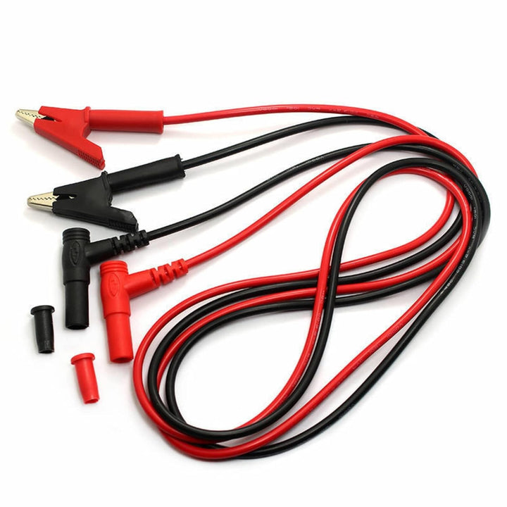 2Pcs Multimeter Test Lead Accessory, Alligator Clips to Banana Plugs, 15A 1000V, 3.5ft Silicone Cable, Black & Red