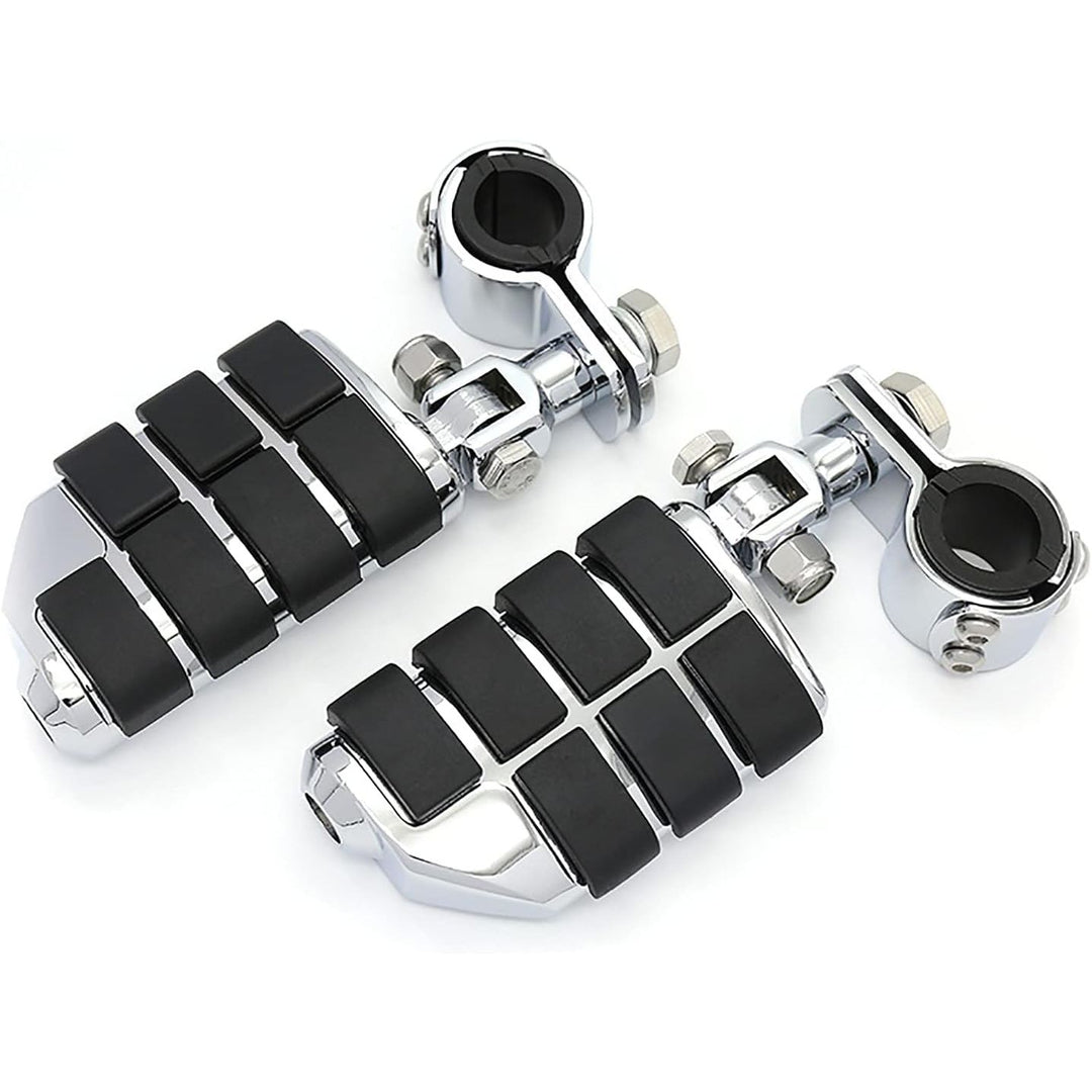 Motorcycle Highway Pegs Footrest with Mount Clamp Kit Fit for Harley Touring Road Glide Street Glide Electra Glide Road King Yamaha Suzuki Kawasaki (Chrome)