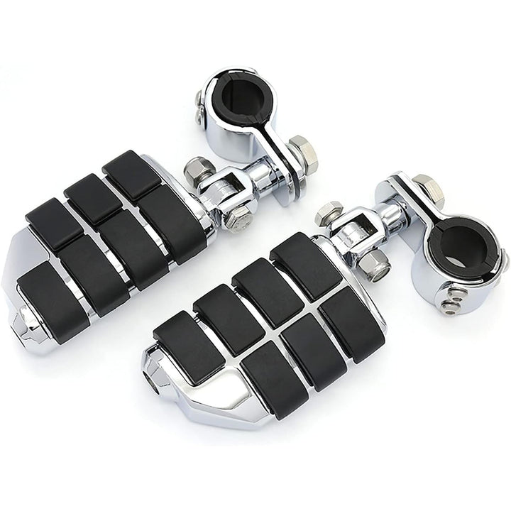 Motorcycle Highway Pegs Footrest with Mount Clamp Kit Fit for Harley Touring Road Glide Street Glide Electra Glide Road King Yamaha Suzuki Kawasaki (Chrome)
