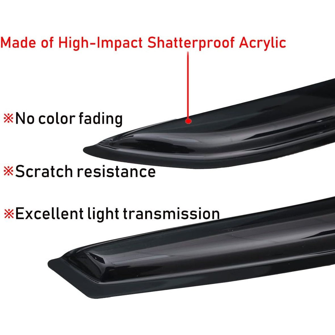 Extra Durable Outside-Mount Auto Vent Window Visor, Fits 2016-2023 Toyota Tacoma, Double Cab, UV Protection Rain Guard, Original Wind Deflector, No-Drill Easy Install, Dark Smoke, 4-Pcs