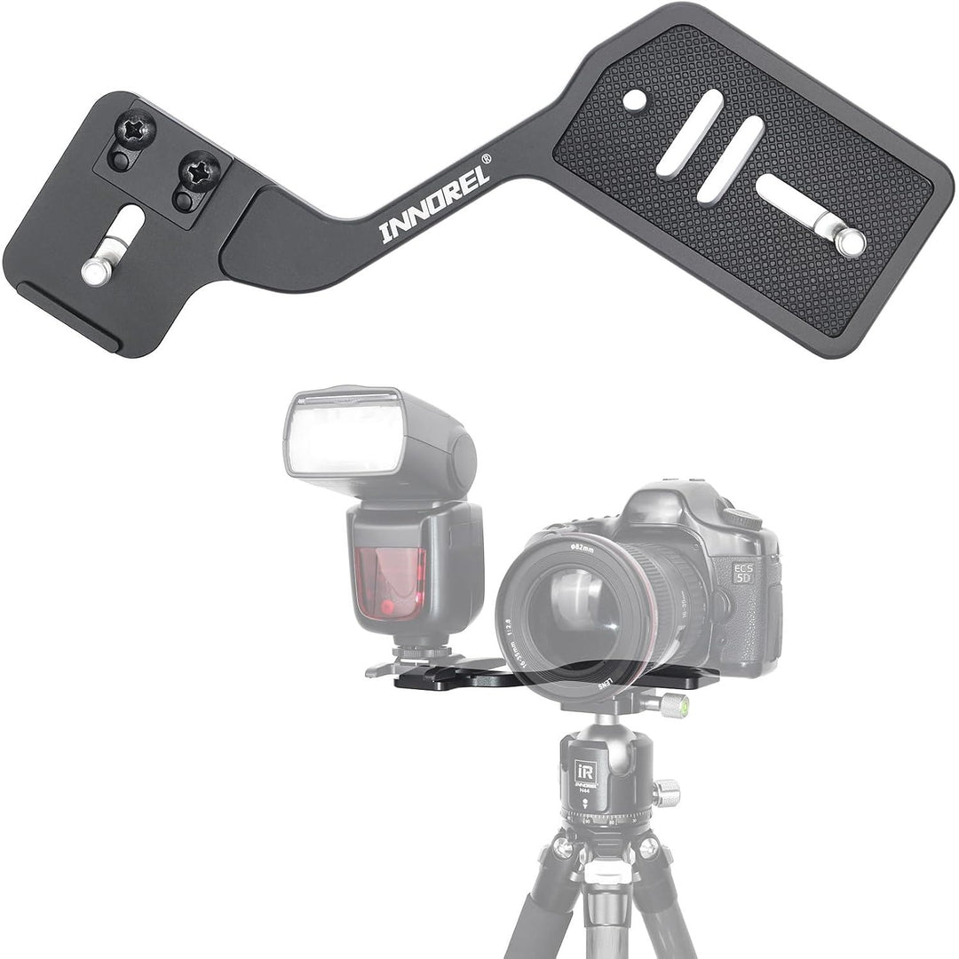 Camera Flashlight Tripod Bracket Professional Multi-Functional Portable Universal Aluminum Bracket with Dual 1/4" Screw Mount Holder for DSLR Camera Stand Shooting LED Light Stand