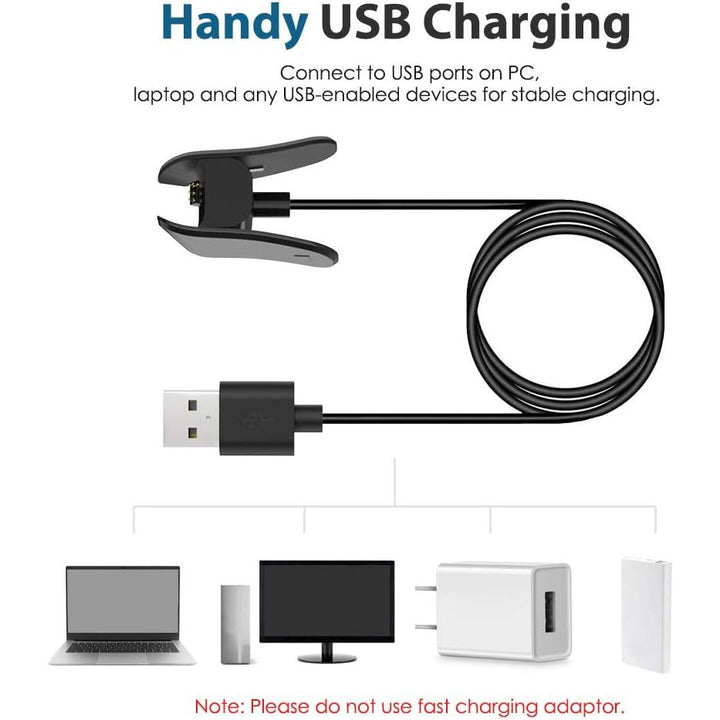 Charger Cable Compatible with Garmin Vivosmart 4, 1M Replacement USB Data Sync Charging Cable Cord with Charging Clip Holder Fit Garmin Vivosmart 4 - Black